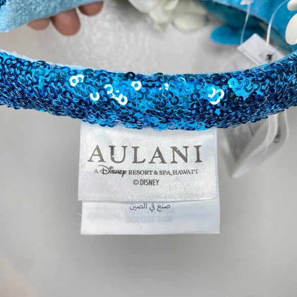 Disney Aulani Resort Lilo & Stitch Plumeria Blue Sequin Ears Headband Hawaii New main image 5